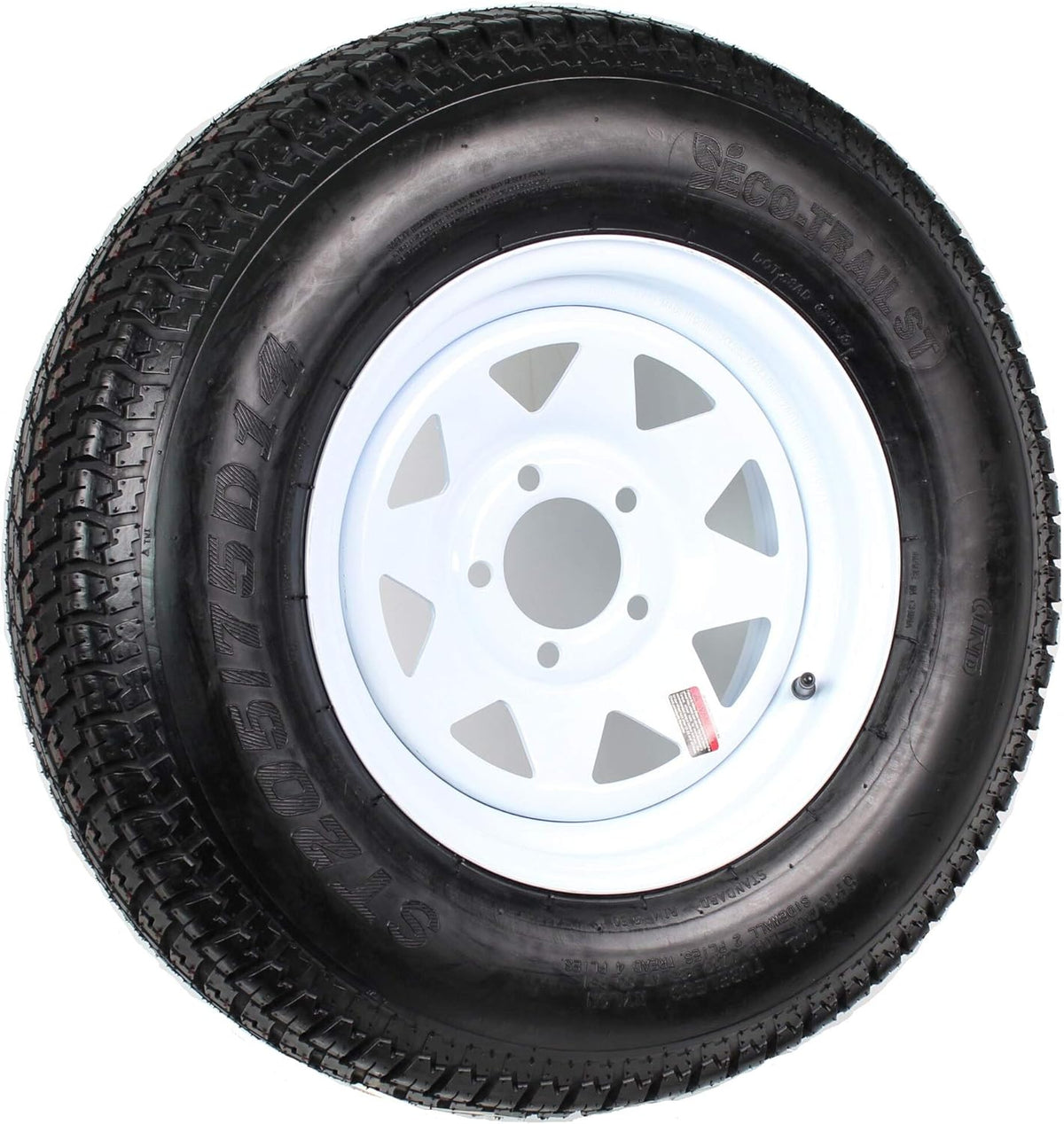 14" White Spoke Trailer Wheel with Bias ST205/75D14 Tire Mounted Z31306