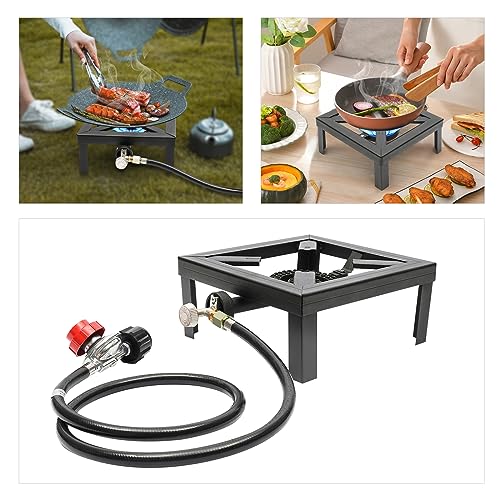 Portable Double Propane Gas Burner Cast Iron Stove with 1.5m Propane Regulator Hose K184959