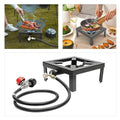 Portable Double Propane Gas Burner Cast Iron Stove with 1.5m Propane Regulator Hose K184959