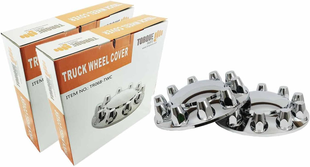 2 Pack Chrome Plated ABS Plastic Front Axle Wheel Cover Hubcap for Semi Truck V595201