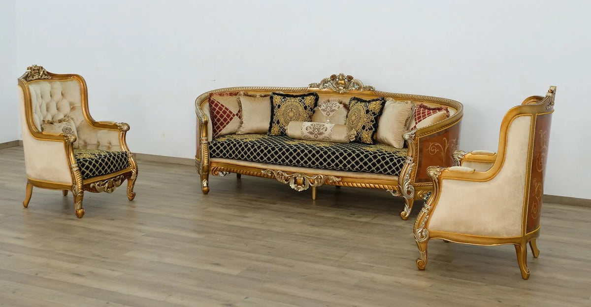 Black & Silver Gold Sofa Set 3 Q553901