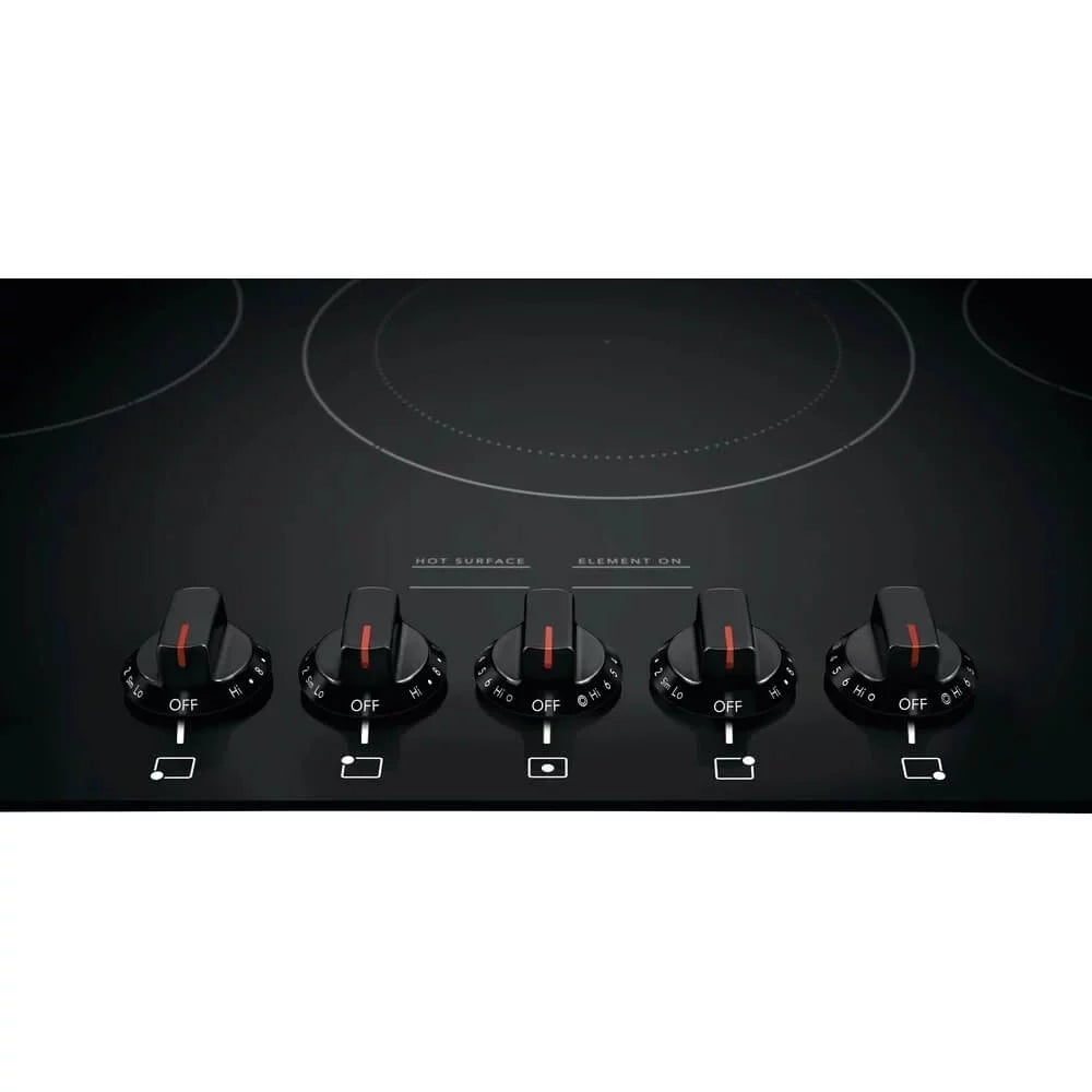 36 Electric Cooktop with 5 Elements Ceramic Glass in Black J786458