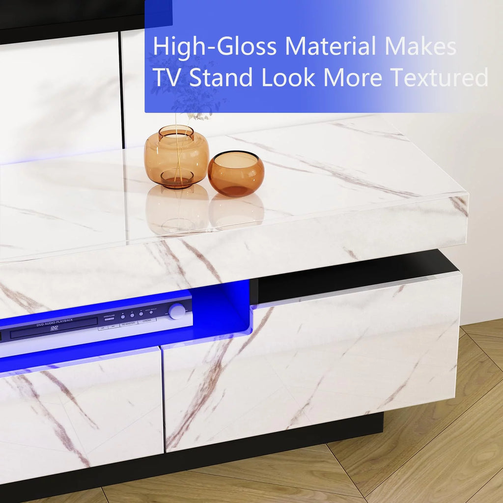 White High Gloss LED TV Stand with Storage B863955