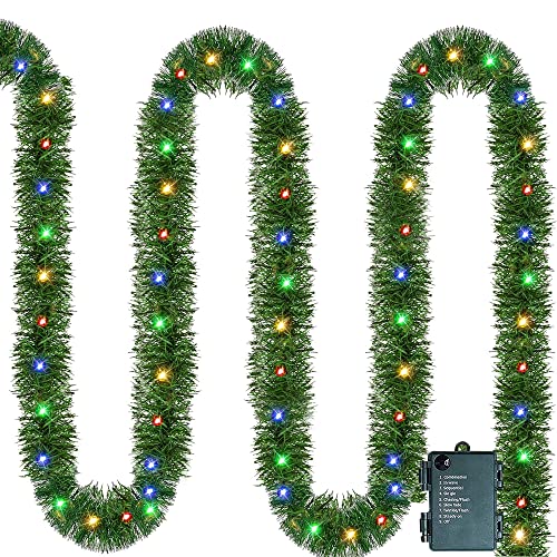 14.8 FT Artificial Christmas Garland with 50 Pre-Lit LED Lights V361