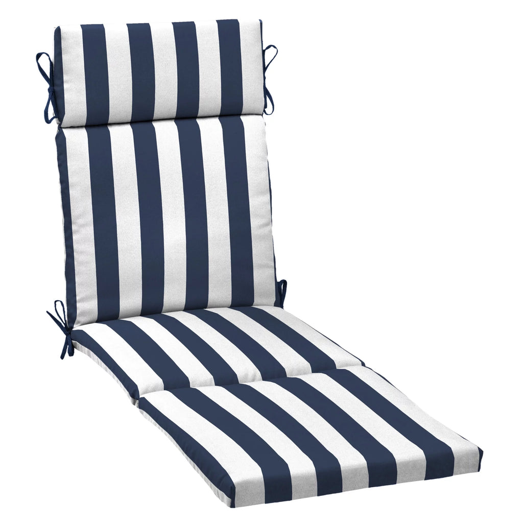 Black Cabana Stripe Outdoor Chaise Lounge Cushion F318411