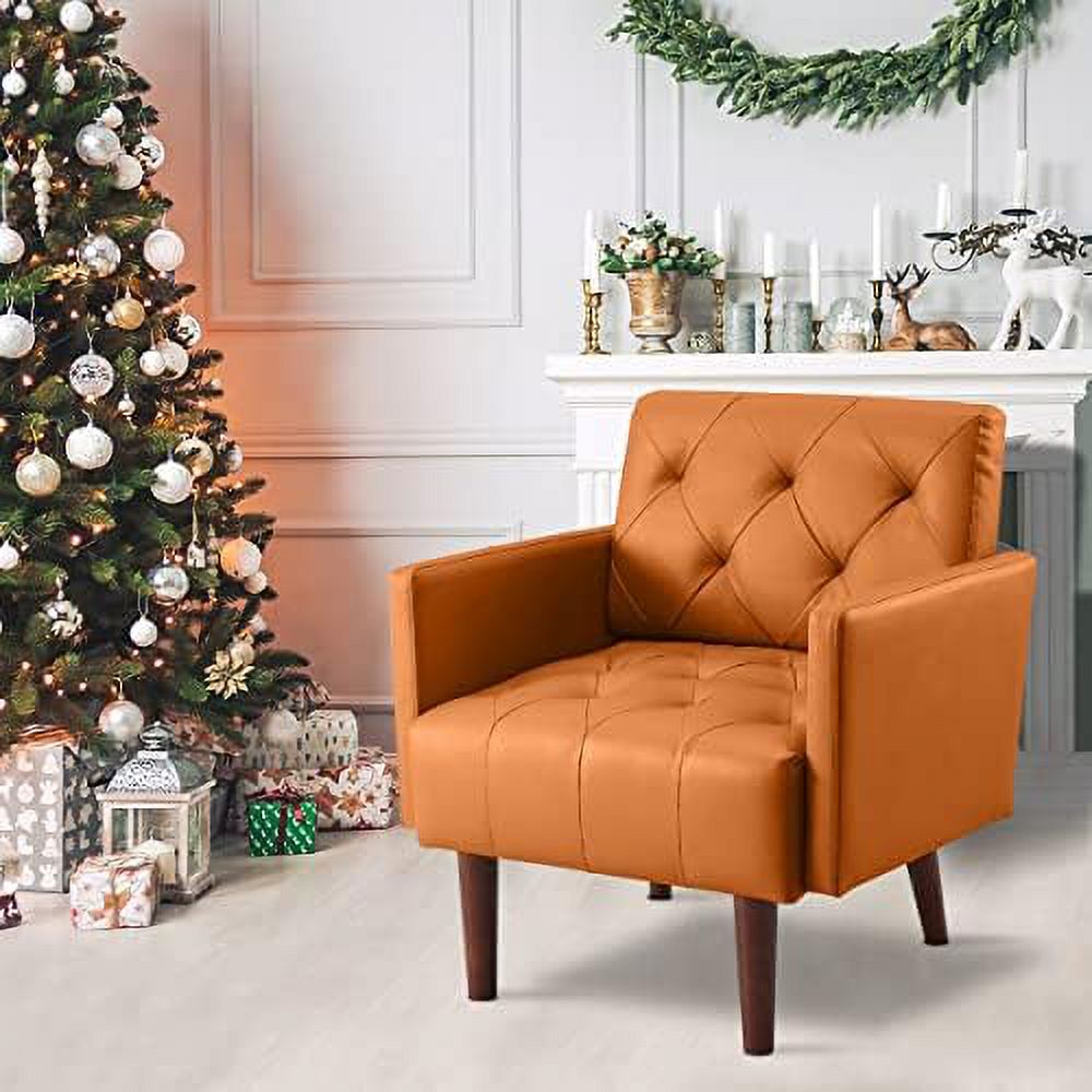 Faux Leather Tufted Accent Chair V407