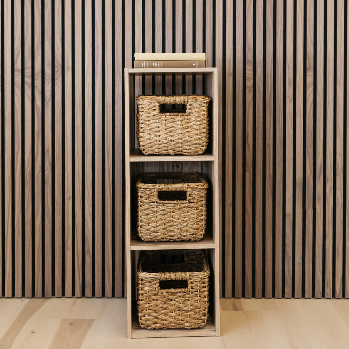 Natural Brown 3 Cube Storage Organizer Bookcase L540916