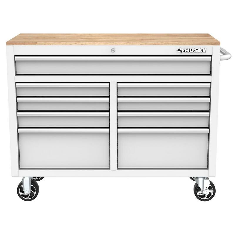 46 in. Gloss White Mobile Workbench Cabinet Q669