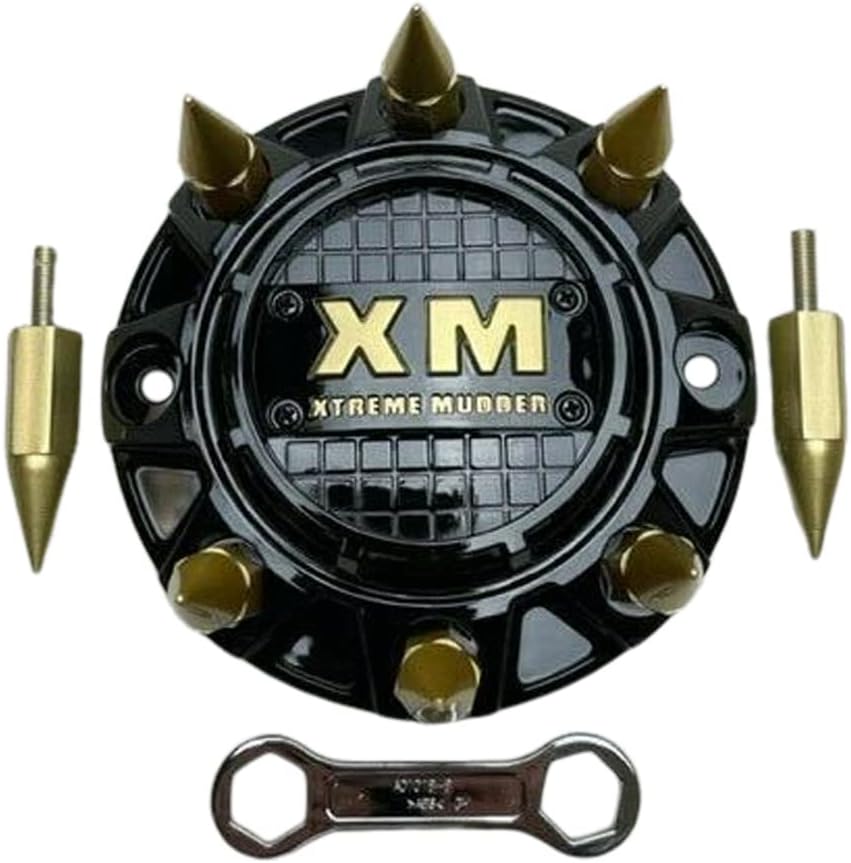 Gloss Black Gold Spikes Wheel Center Cap Pack of 2 Y1110