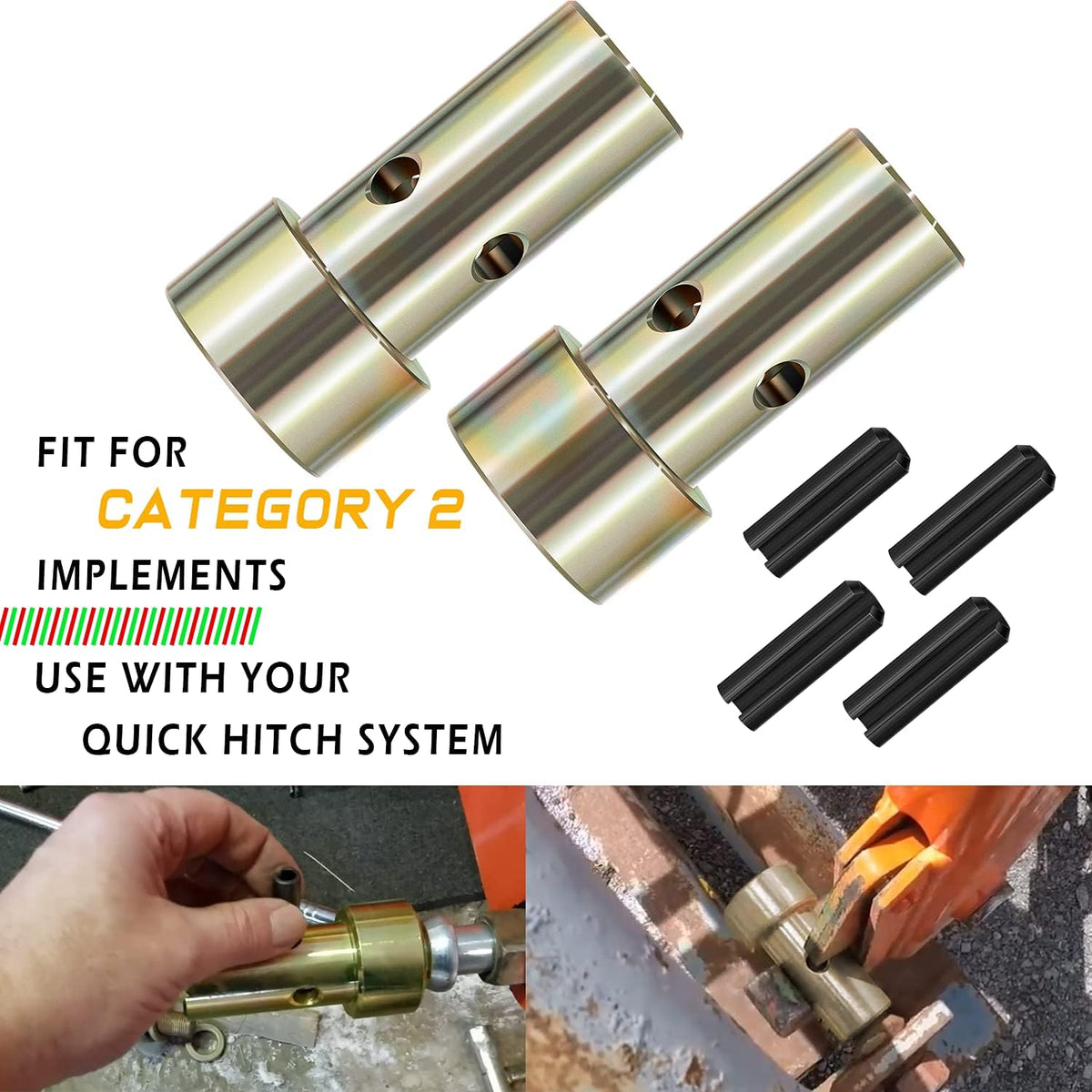 2 Pairs Cat 2 Quick Hitch Adapter Bushings Set for Category II 3-Point Tractor B97901