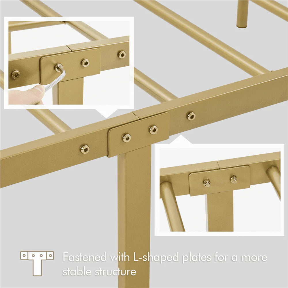Black Metal Platform Bed Frame with Headboard and Footboard P7411