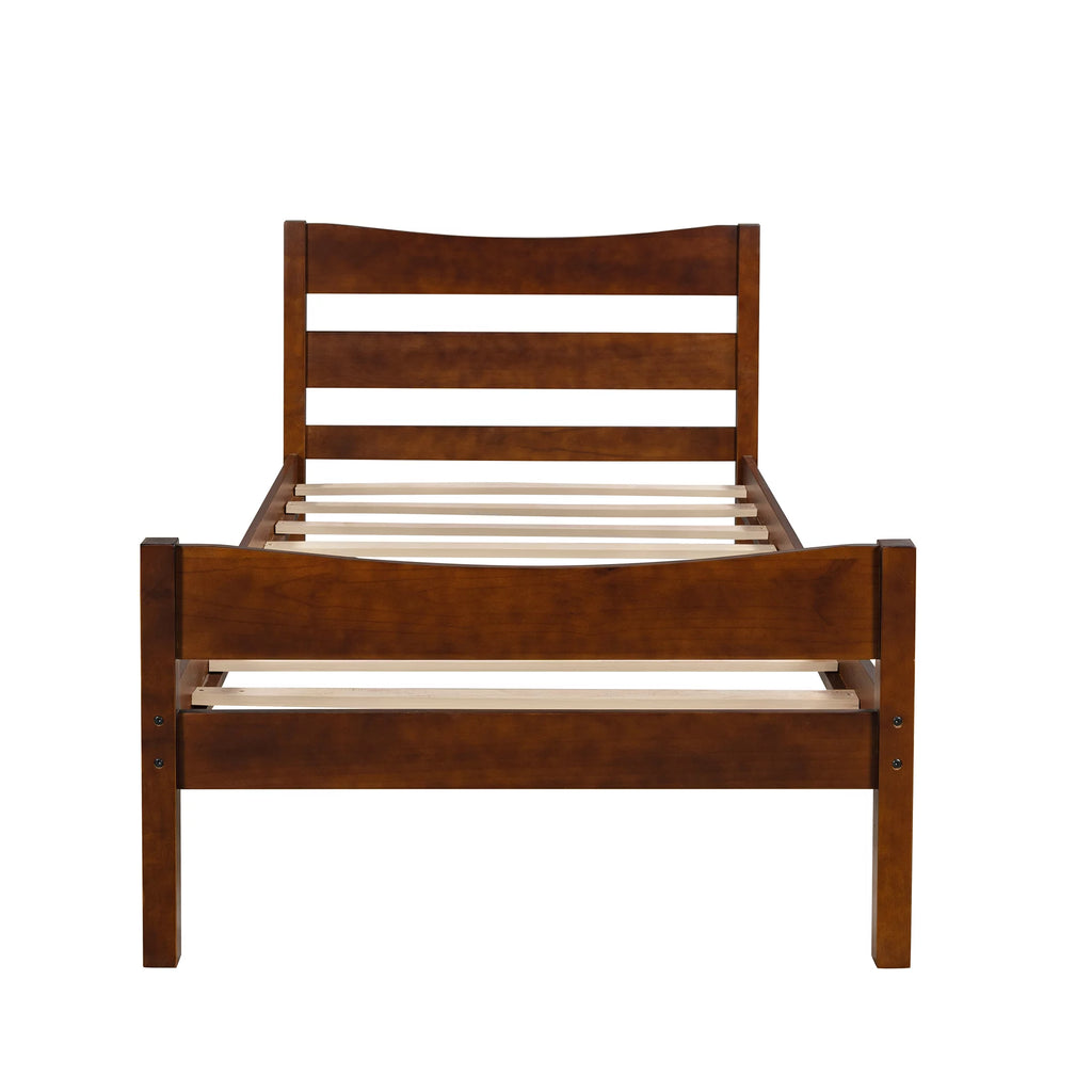 White Twin Size Solid Wood Platform Bed Frame with Headboard and Footboard G524867