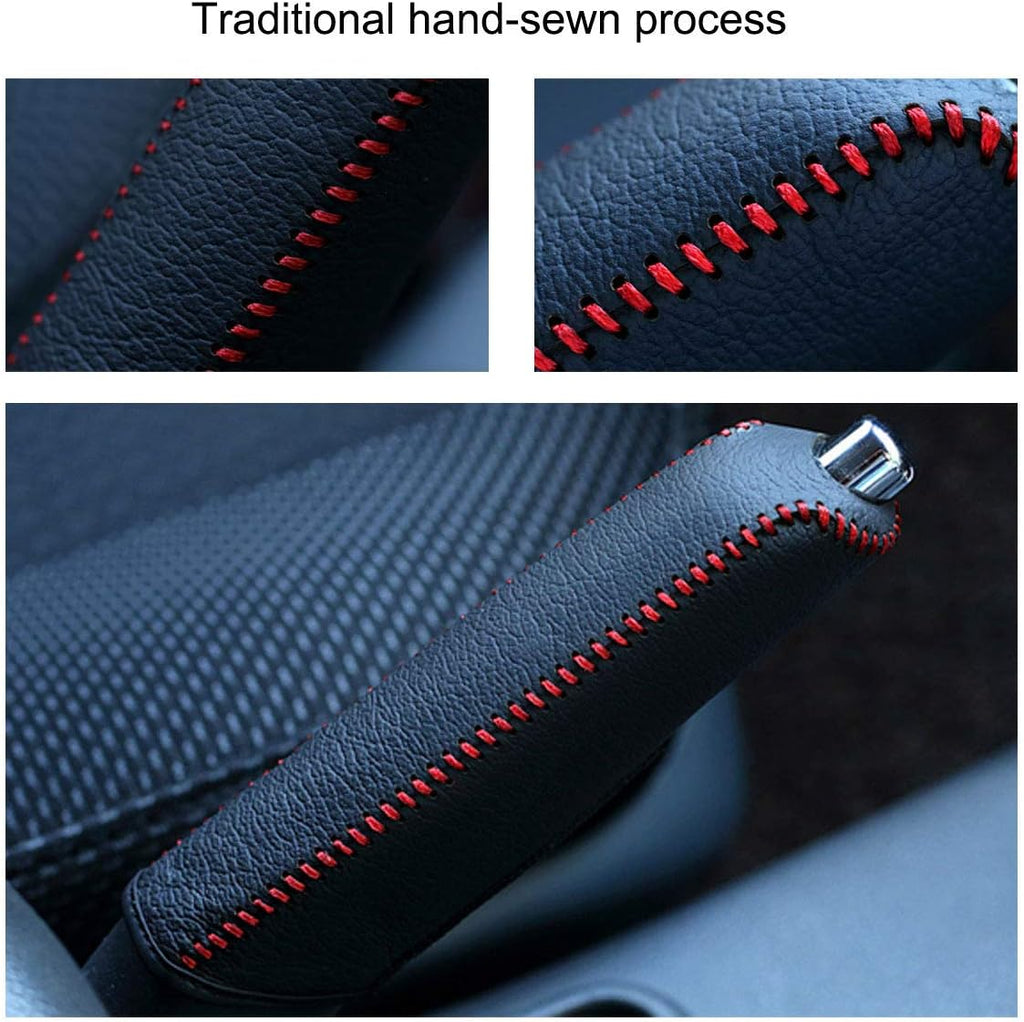 Black Genuine Leather Handbrake Cover Pack of 2 N634