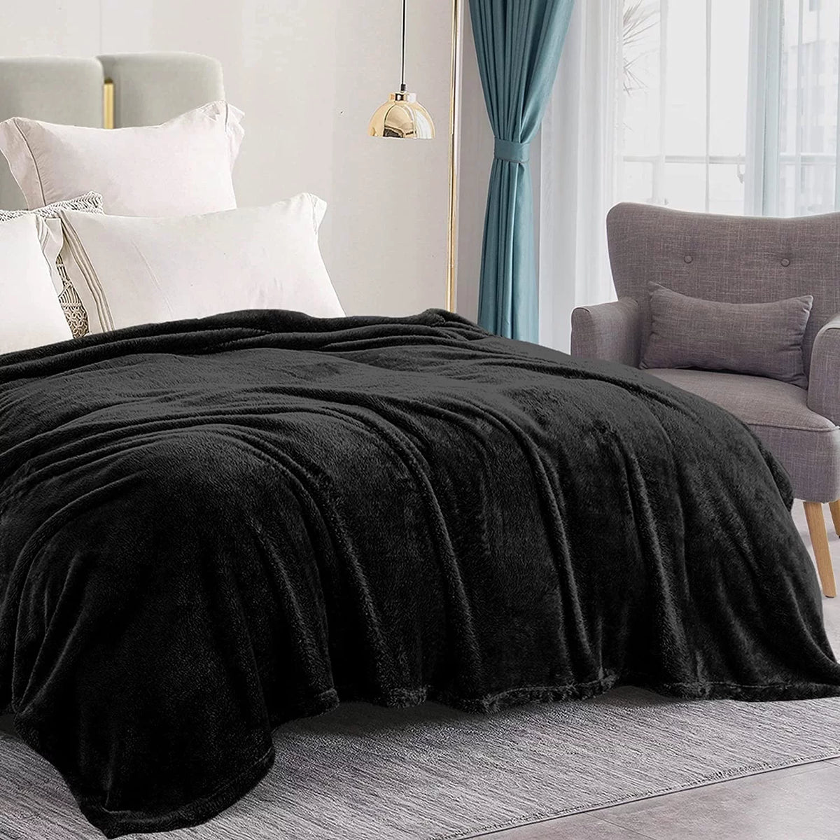 King Size Black Fleece Blanket I66374