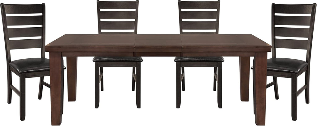 Dark Oak Finish Dining 5pc Set Table with Self-Storing Leaf and 4 Side Chairs Q288054