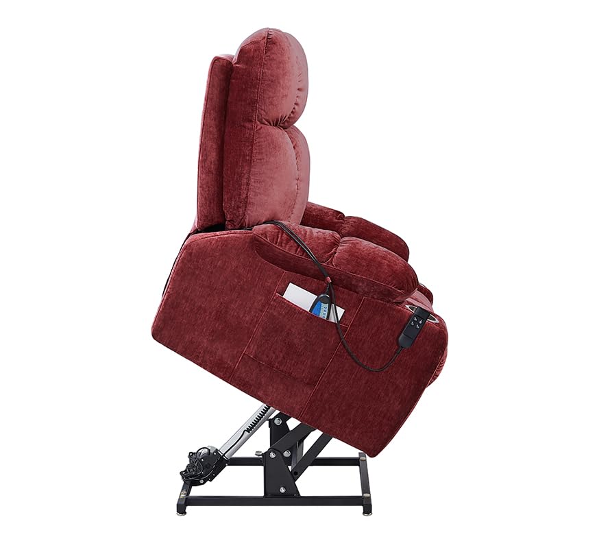 Red Power Lift Recliner Chair with Massage and Heat I3383