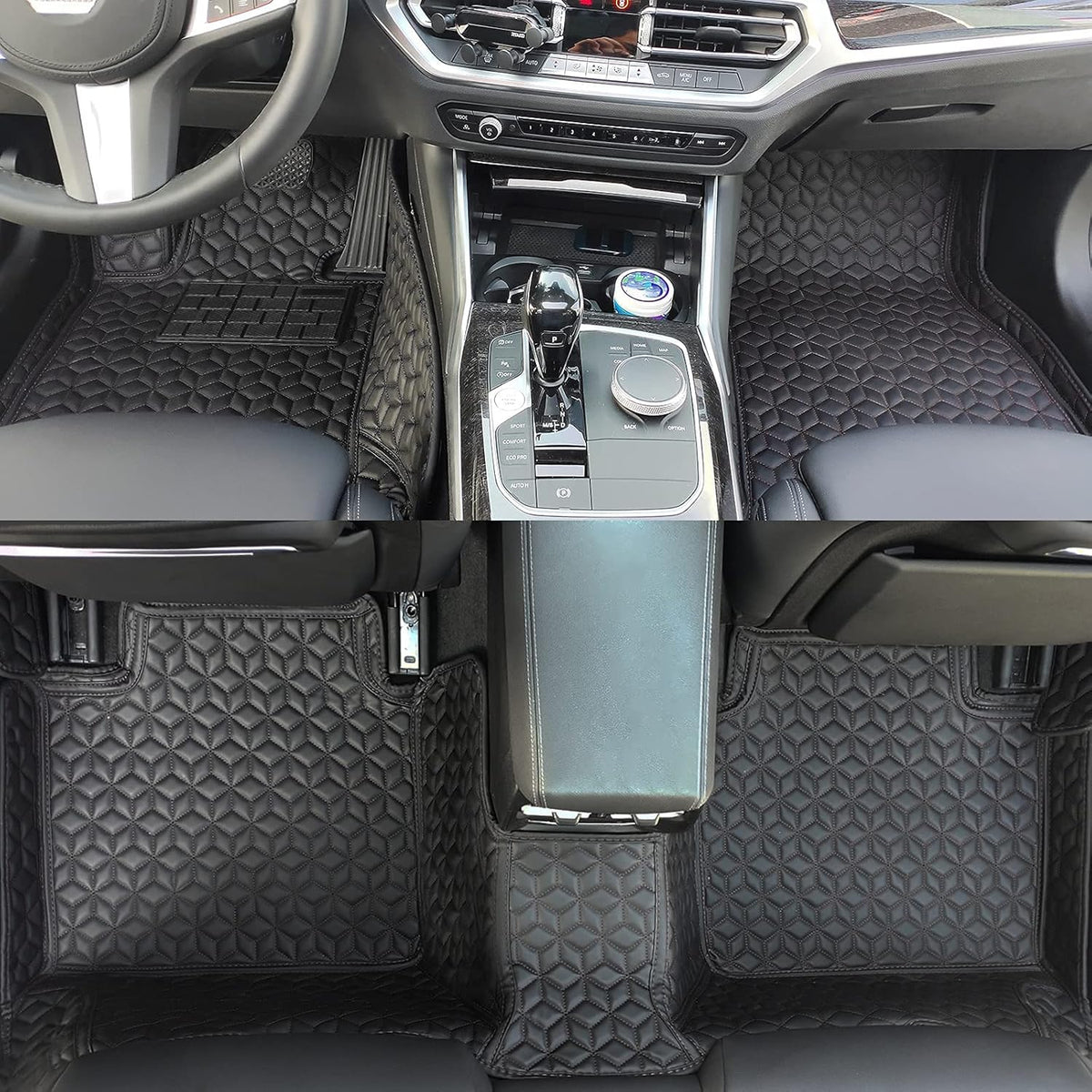 Black Leather Car Floor Mats N94486