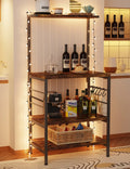 Rustic Brown Kitchen Baker's Rack Storage Shelf Microwave Cart Oven Stand Coffee Bar F61165
