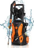 Electric Pressure Washer 3600PSI 2.4GPM 2000W with Hose Reel Spray Gun 5 Nozzle Adapter Foam Cannon K519135