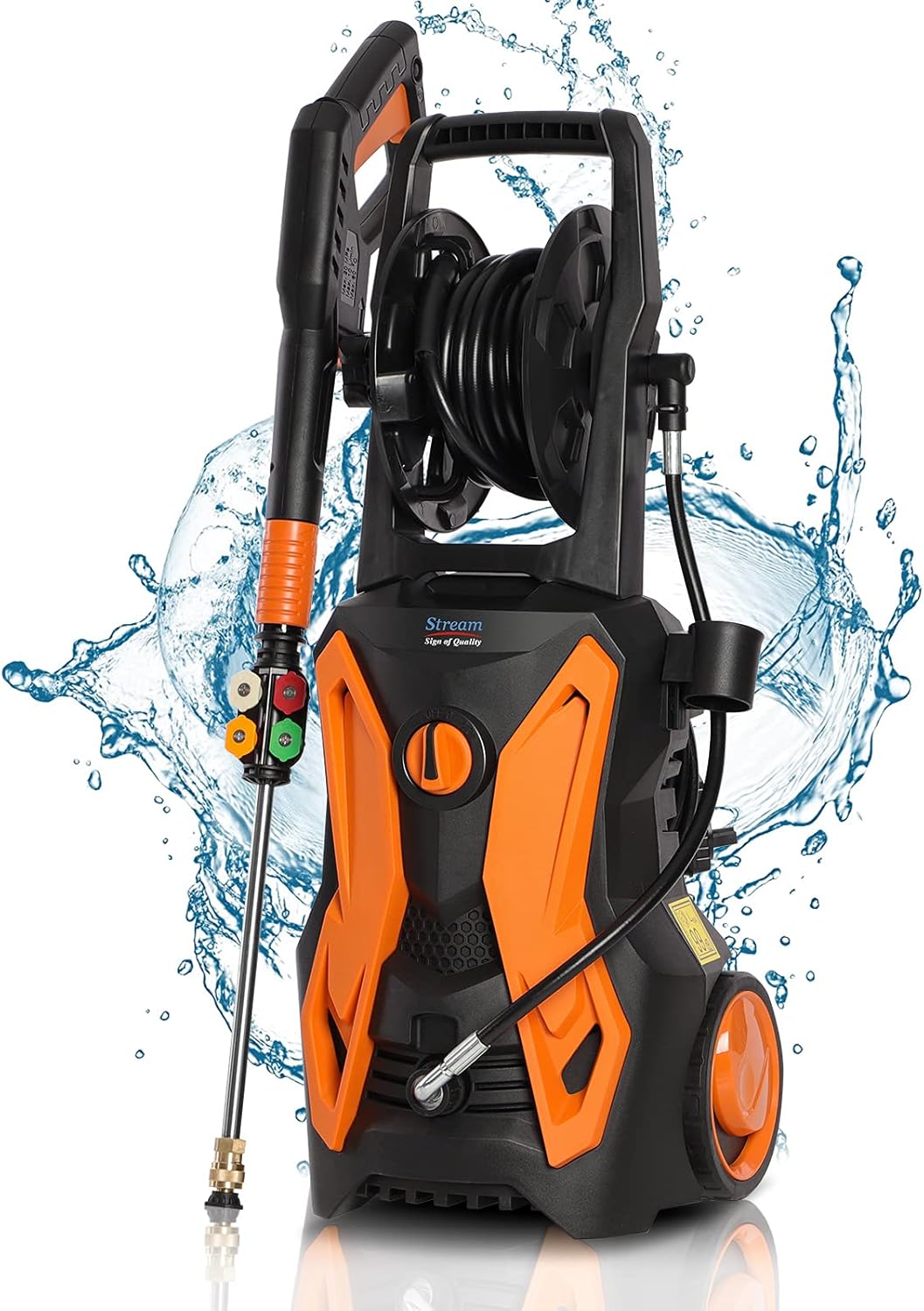 Electric Pressure Washer 3600PSI 2.4GPM 2000W with Hose Reel Spray Gun 5 Nozzle Adapter Foam Cannon K519135