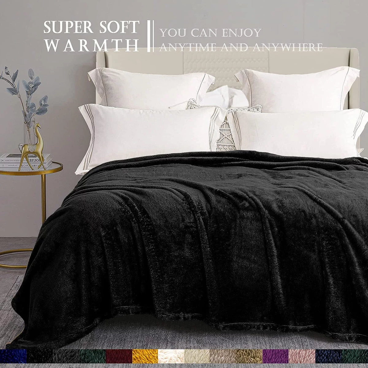 King Size Black Fleece Blanket I66374