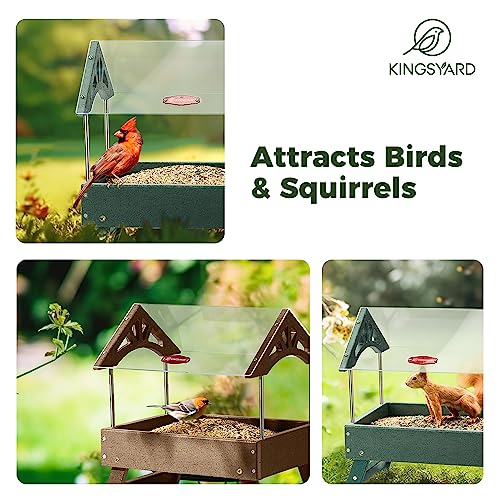 Brown Recycled Plastic Platform Bird Feeder, 5 LBS Large Capacity X73461