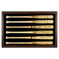 Brown Wood Frame Baseball Bat Display Case for 6 Bats U732