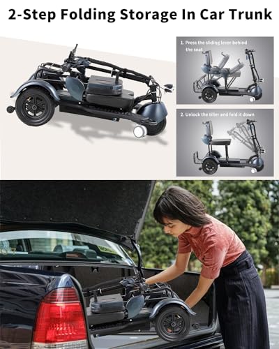 Black 3 Wheel Lightweight Folding Mobility Scooter T725842