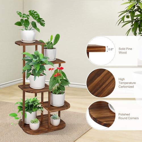 5 Tier Wood Plant Stand L836206