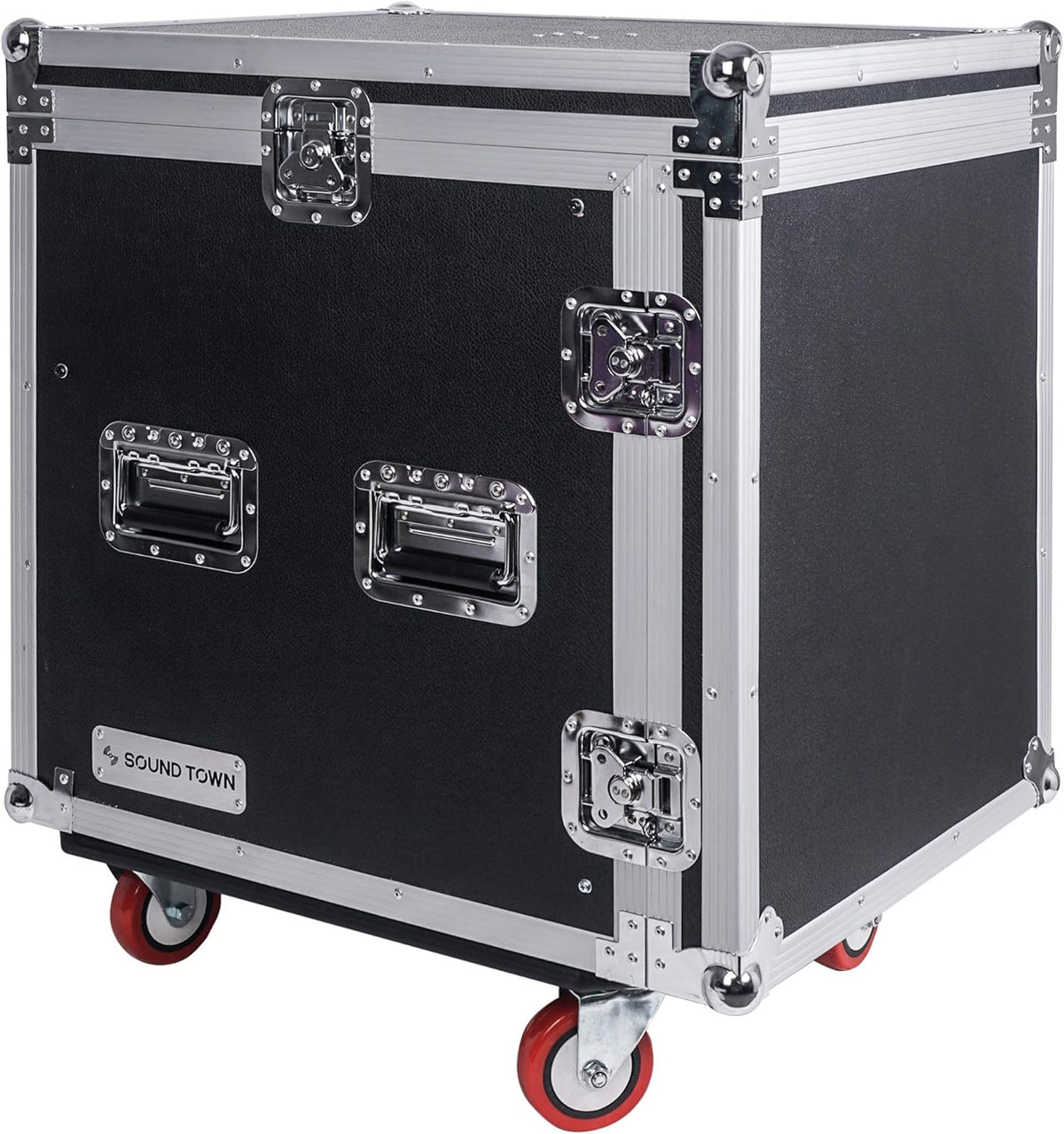 8U PA DJ Pro Audio Rack Case with 13U Slant Mixer Top and Casters W14745