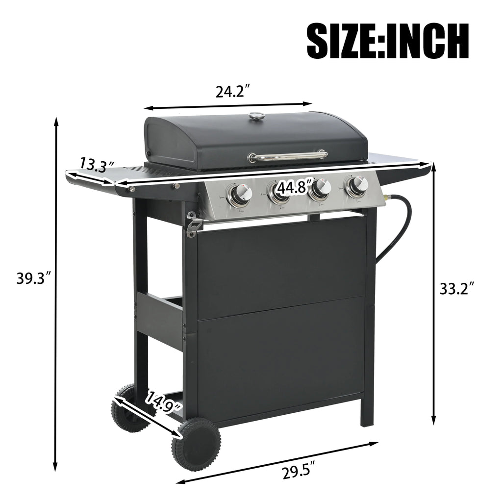 Stainless Steel 4-Burner Gas Grill with Porcelain-Enamel Cooking Grates X659