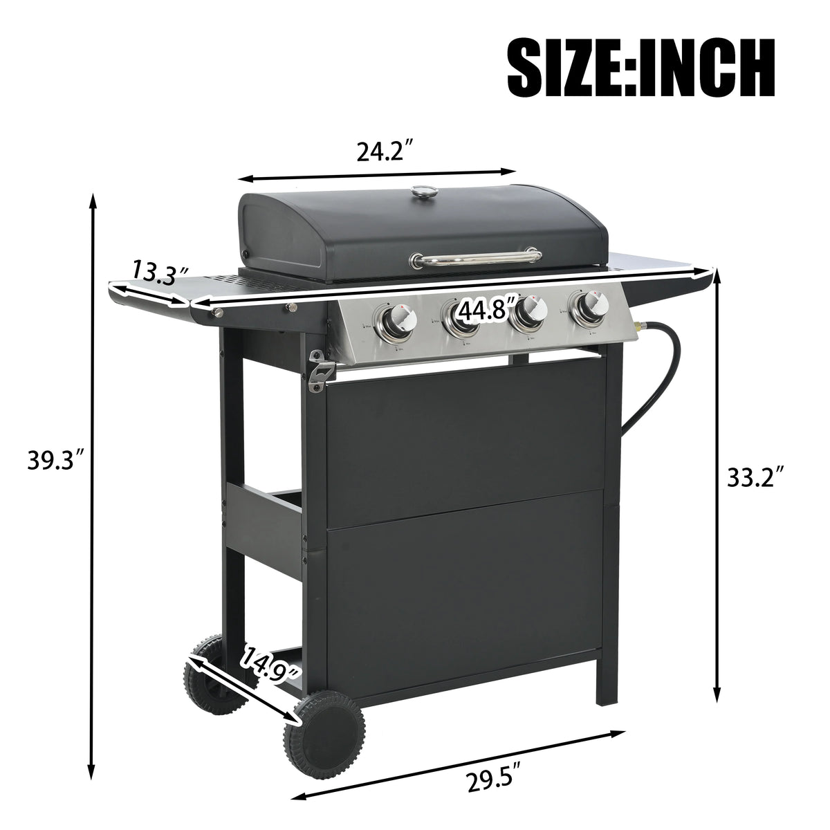 Stainless Steel 4-Burner Gas Grill with Porcelain-Enamel Cooking Grates X659