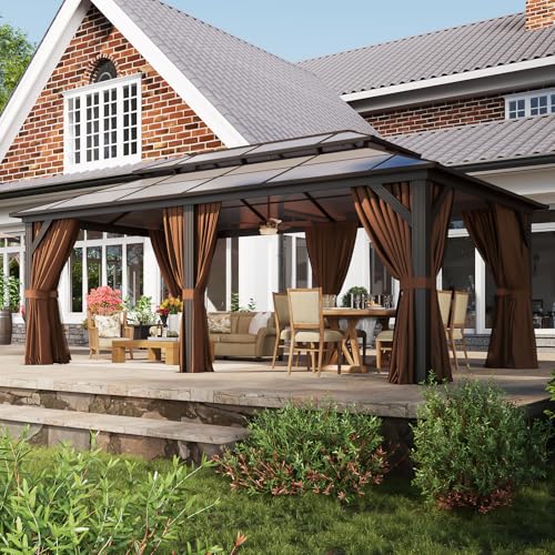 12'x16' Hardtop Gazebo with Netting and Curtains G8780