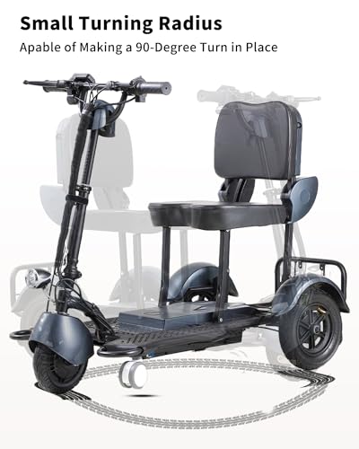 Black 3 Wheel Lightweight Folding Mobility Scooter T725842