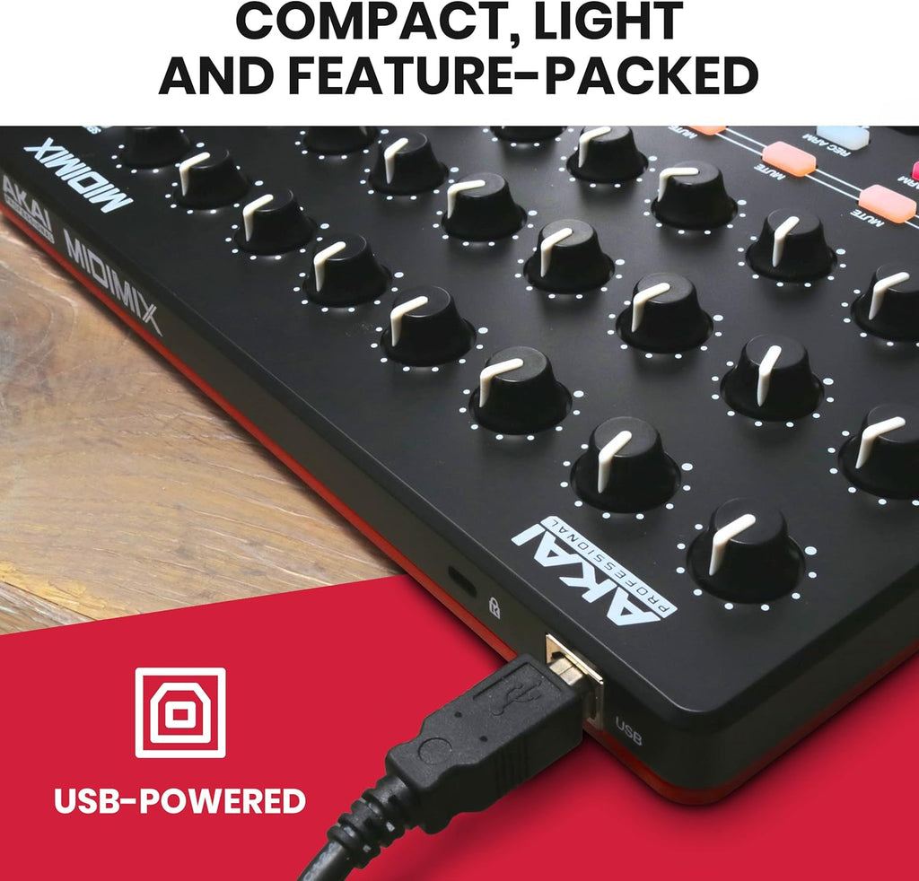 USB MIDI Controller Mixer with Assignable Faders, 24 Knobs, 16 Buttons K4074