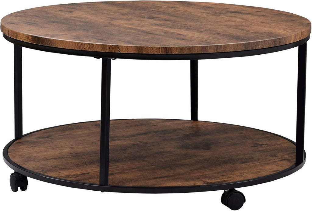 Round Coffee Table with Caster Wheels X890