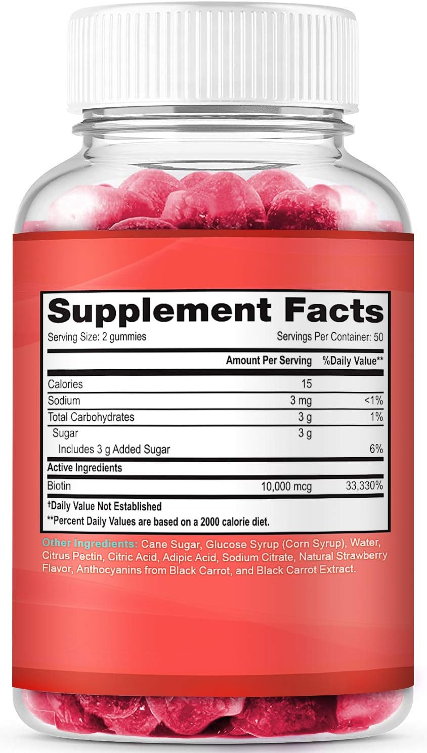 Biotin 10000mcg Chewable Supplement, 100 Count Vegan Gummies T619