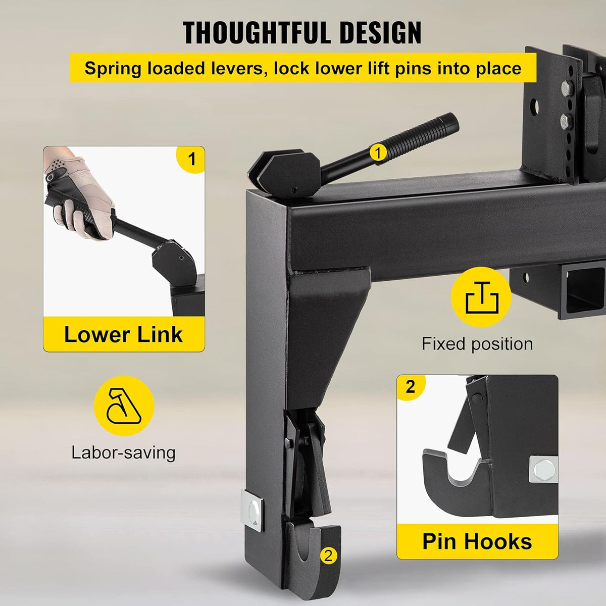 Black 3-Point Quick Hitch with 3000 LBS Lifting Capacity F453735