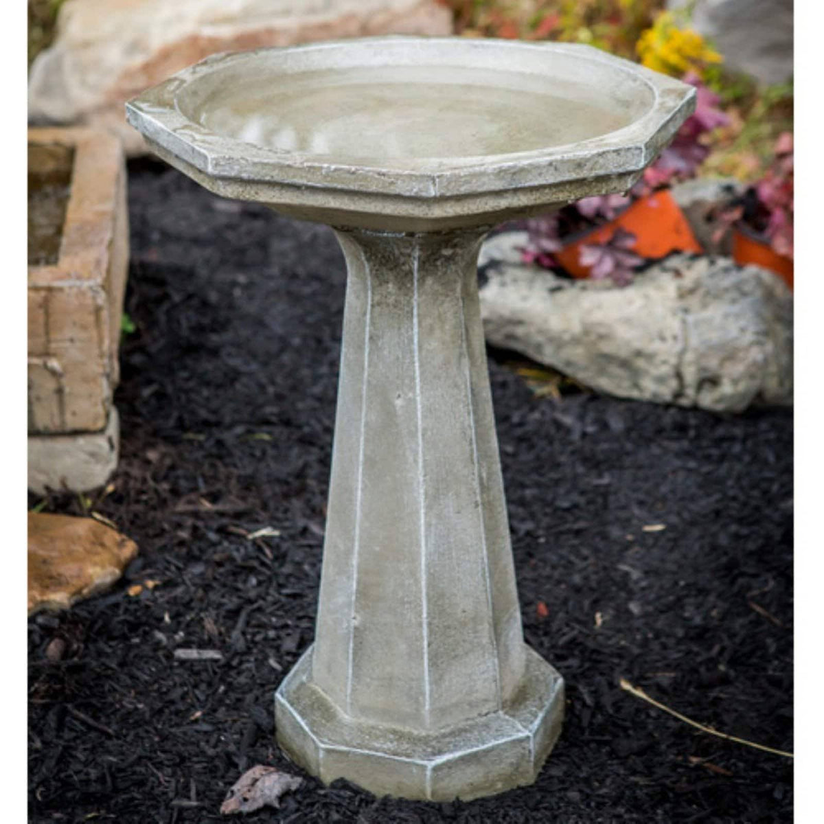Large Octagon Cast Stone Bird Bath D49341