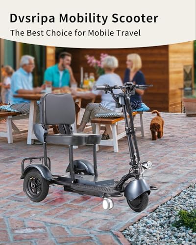 Black 3 Wheel Lightweight Folding Mobility Scooter T725842