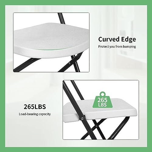 White Plastic Folding Chairs Set of 4 with Metal Frame H79288