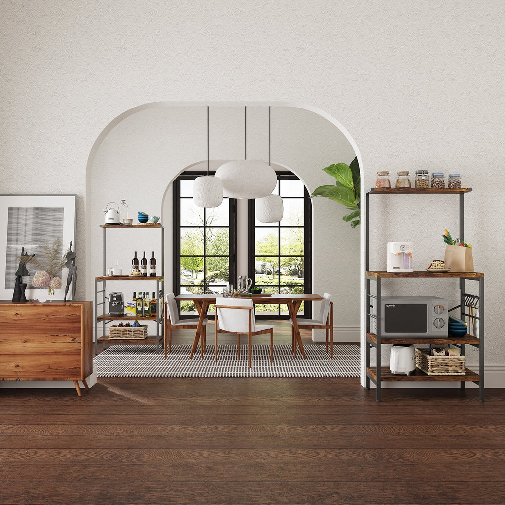 Rustic Brown Kitchen Baker's Rack Storage Shelf Microwave Cart Oven Stand Coffee Bar F61165