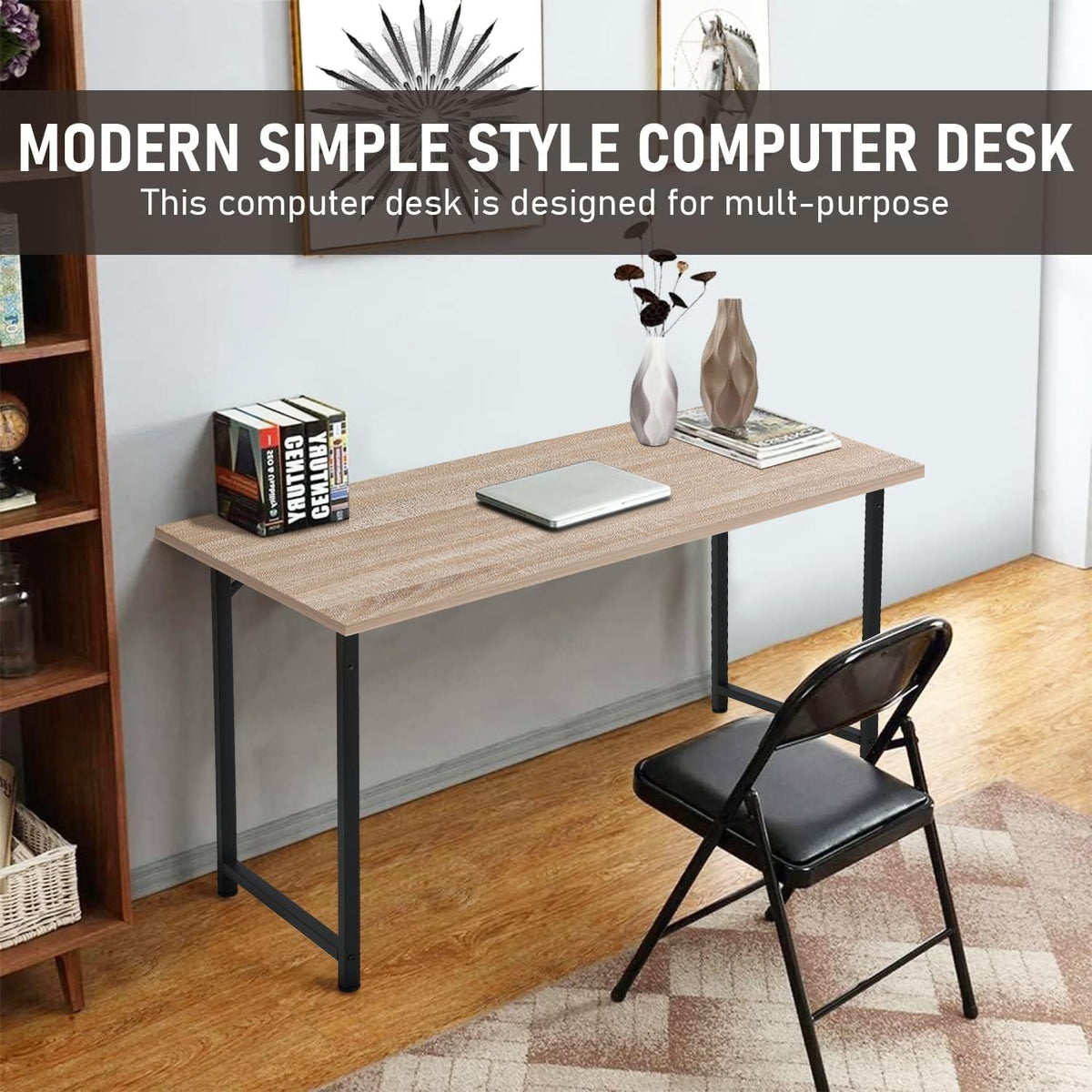 Black Wood and Metal Computer Desk D32052
