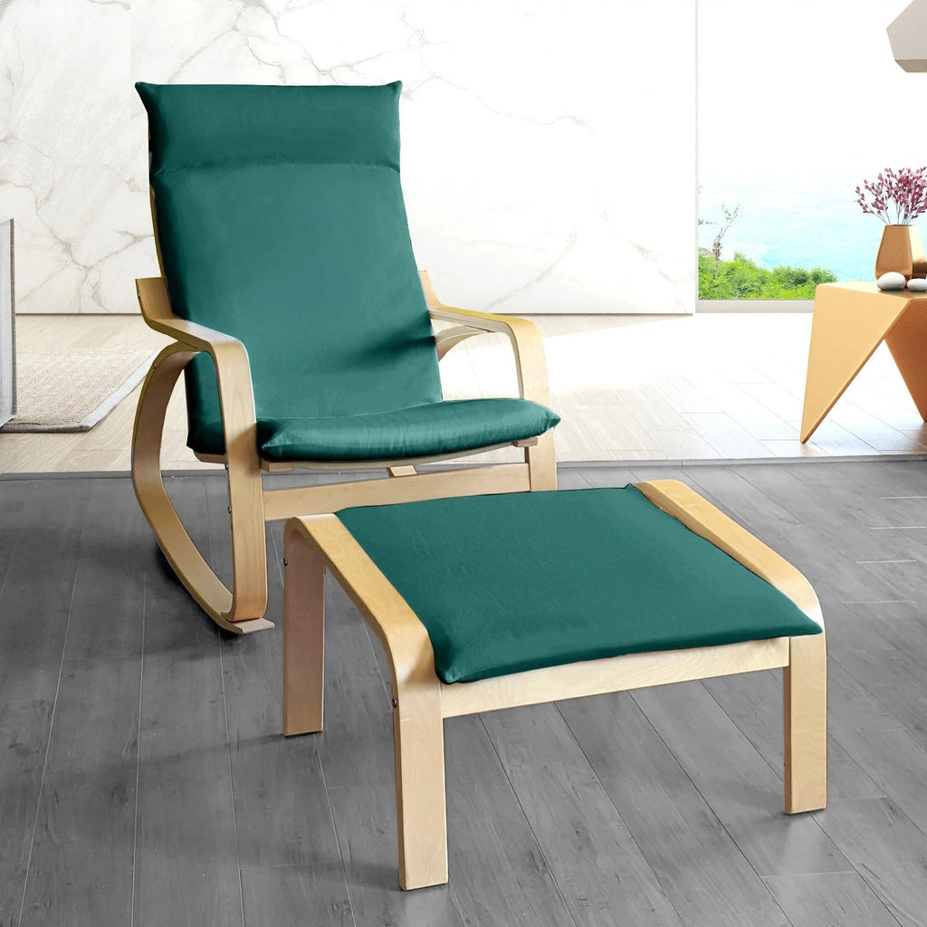 Velvet Forest Green Chair and Ottoman Covers M1130