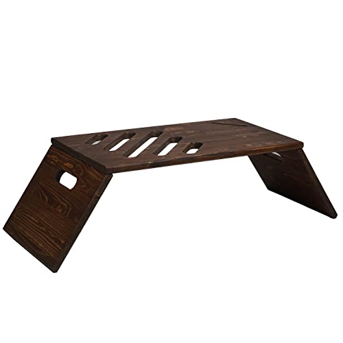 Walnut Wooden Laptop Stand with Phone Holder and Foldable Legs W686