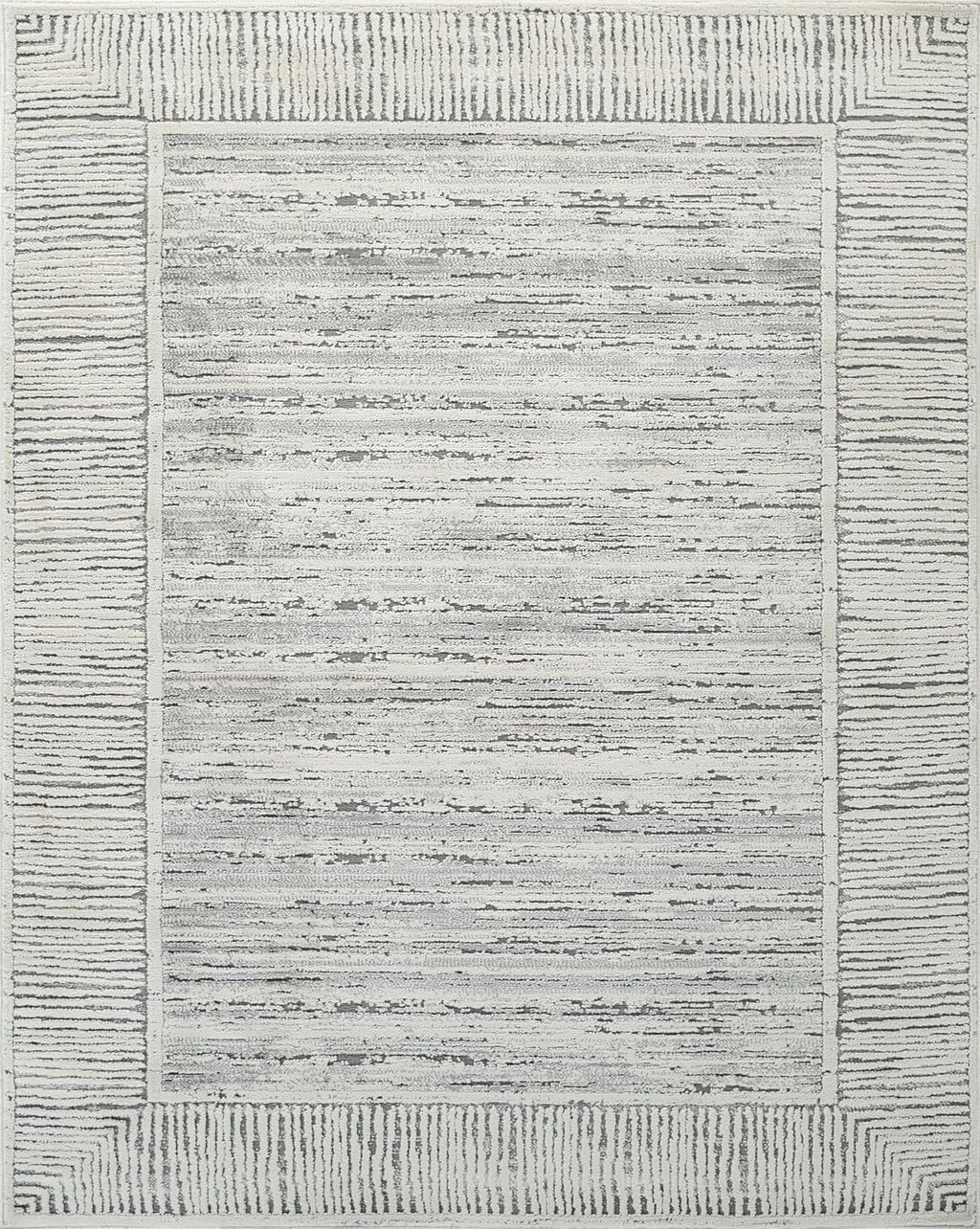Grey & Ivory Striped Stain Resistant 8x10 Area Rug E26212