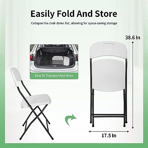 White Plastic Folding Chairs Set of 4 with Metal Frame H79288