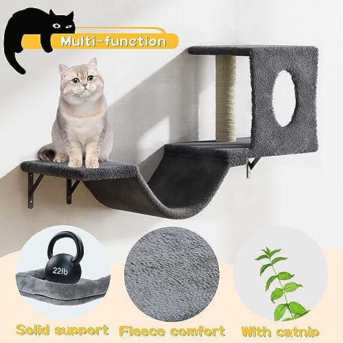 Gray 6 Pcs Wall Mounted Cat Furniture Set T22736