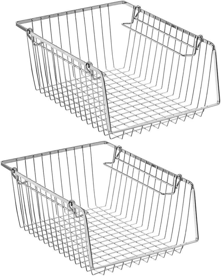 14 Stackable Wire Baskets with Handles, Set of 2 D259