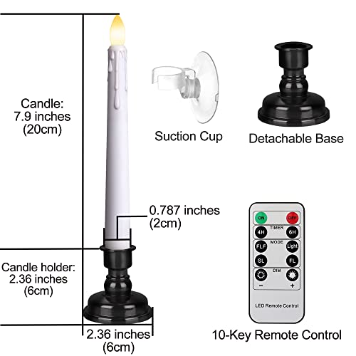 6PCS Flameless Taper Candles with Remote, 8 Inch Battery Operated LED Window Candle Lights (Ivory) Z796186